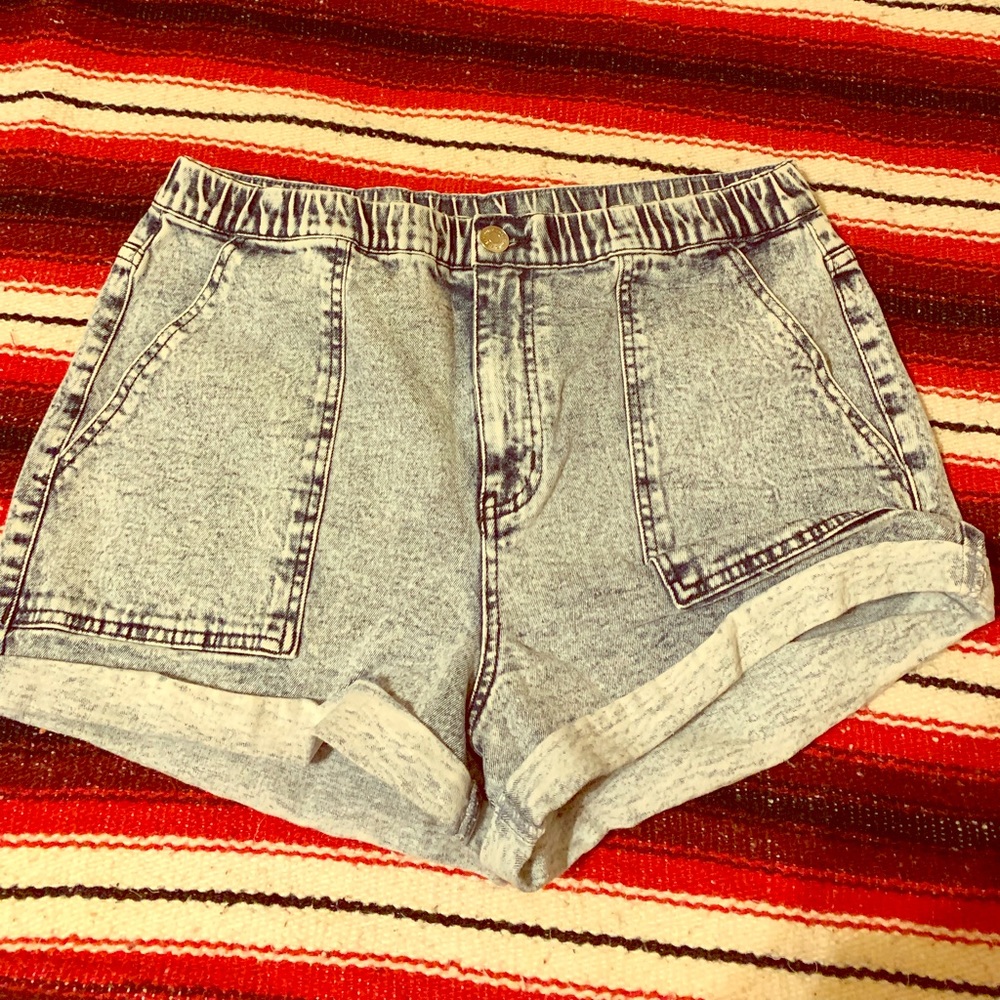 Stonewashed Denim Shorts